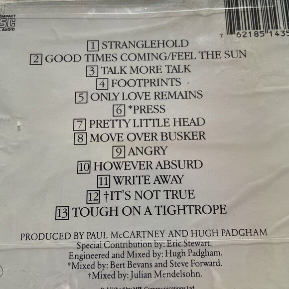 Paul McCartney "Press To Play" CD 1986 Capitol Records - Picture 6 of 8